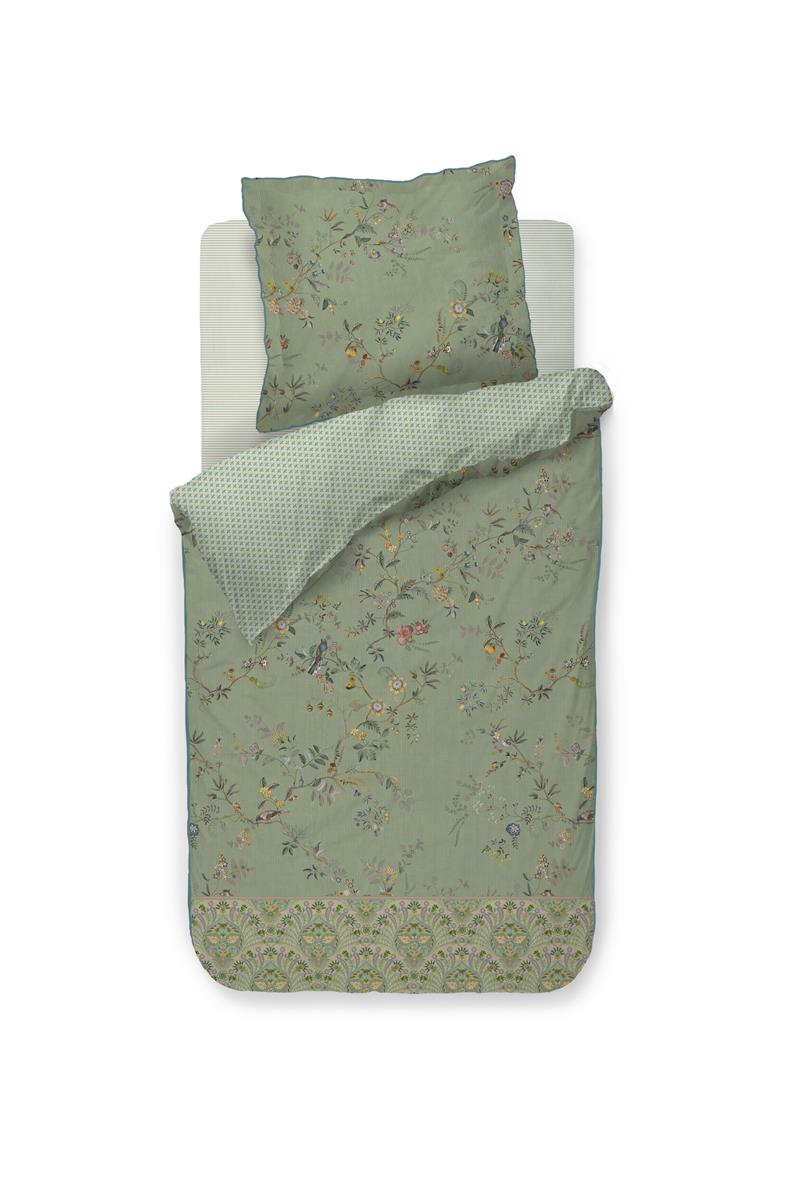 PiP Studio Perkal-Bettwäsche-Garnitur Amor De Dios Farbe Green Größe 155x220+80x80 Wendeoptik Baumwolle