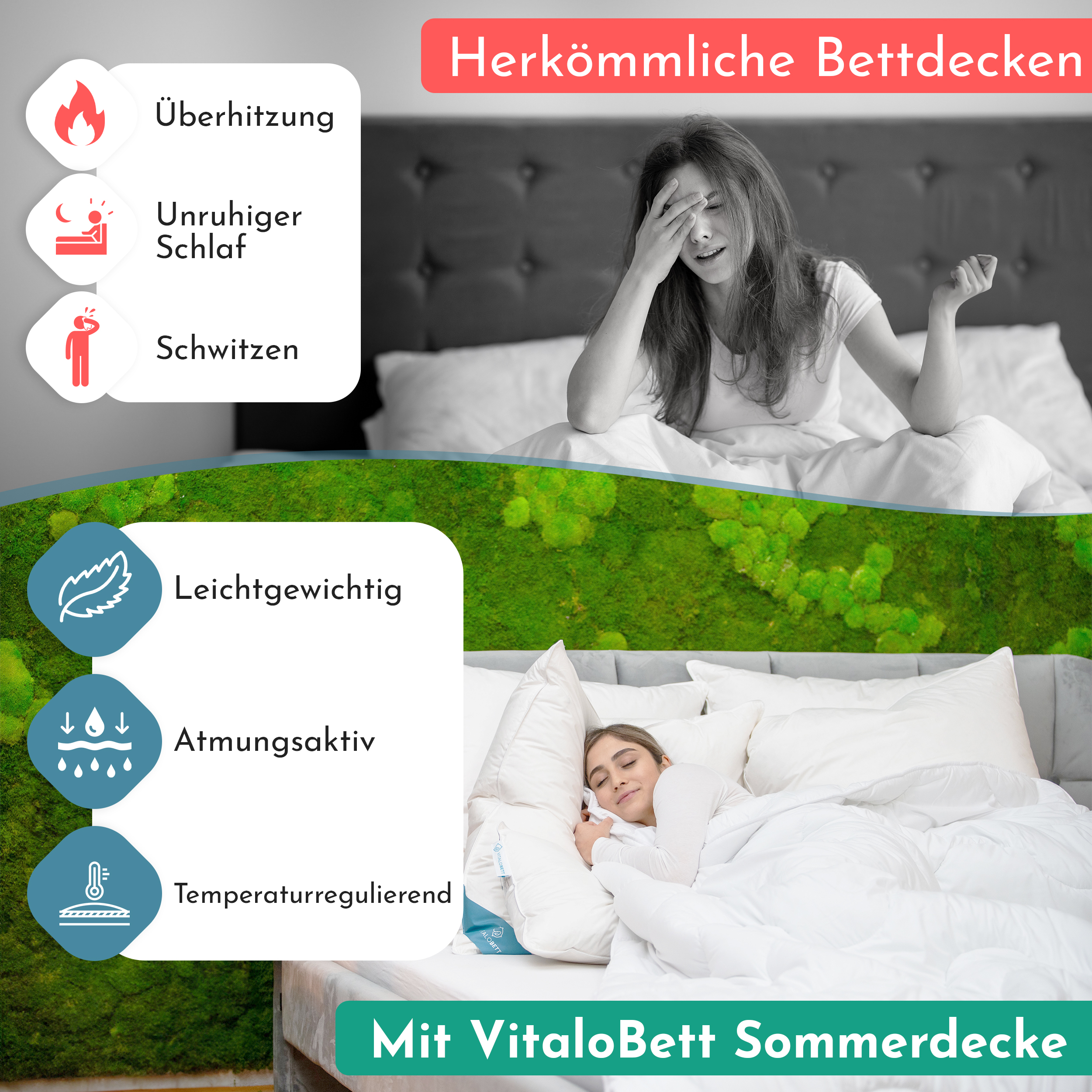 VitaloBett Essential Sommer Lyocell 155x200 leicht