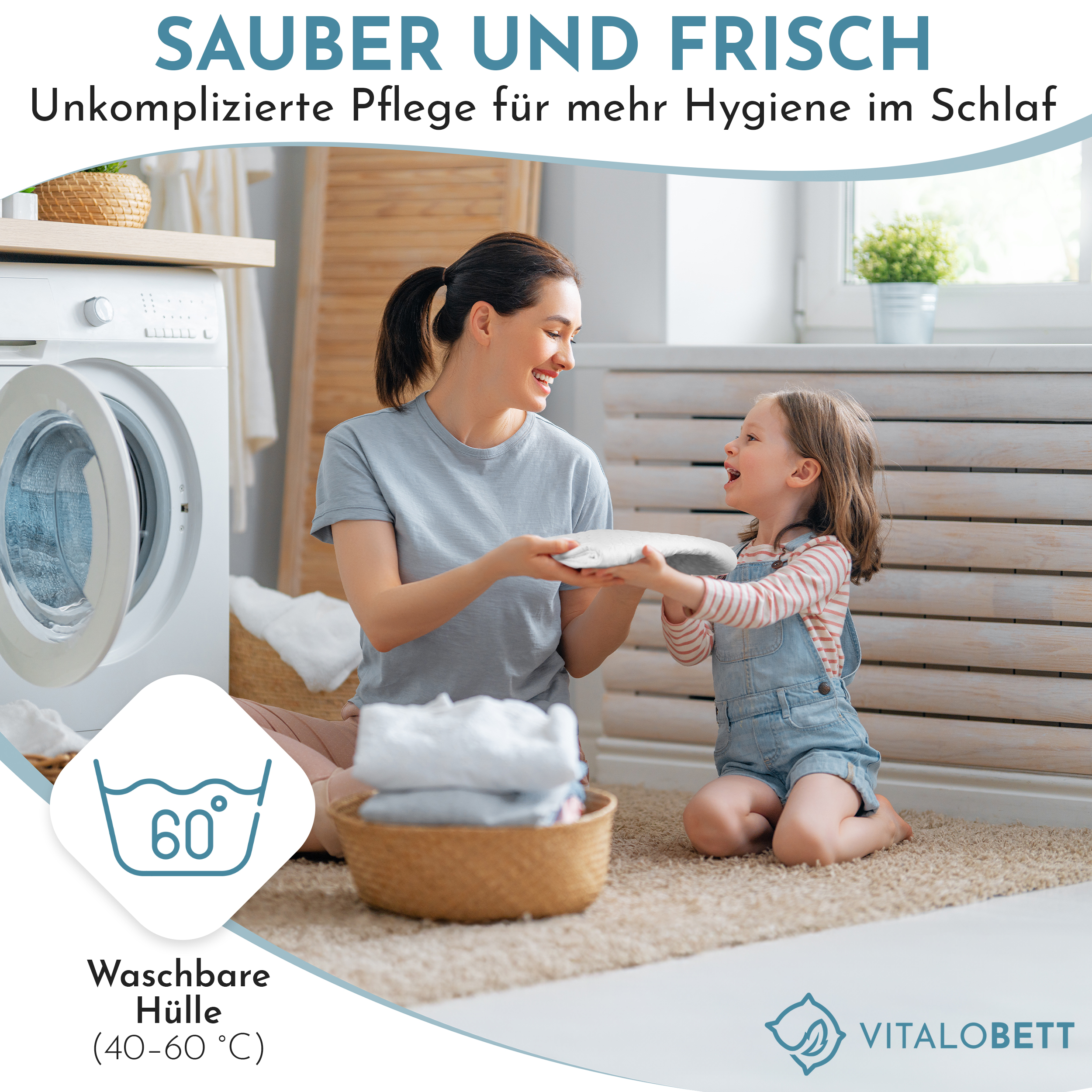 VitaloBett Kopfkissen 40x80 cm Komfort-Flexkissen mit Memory-Sticks und Reißverschluss