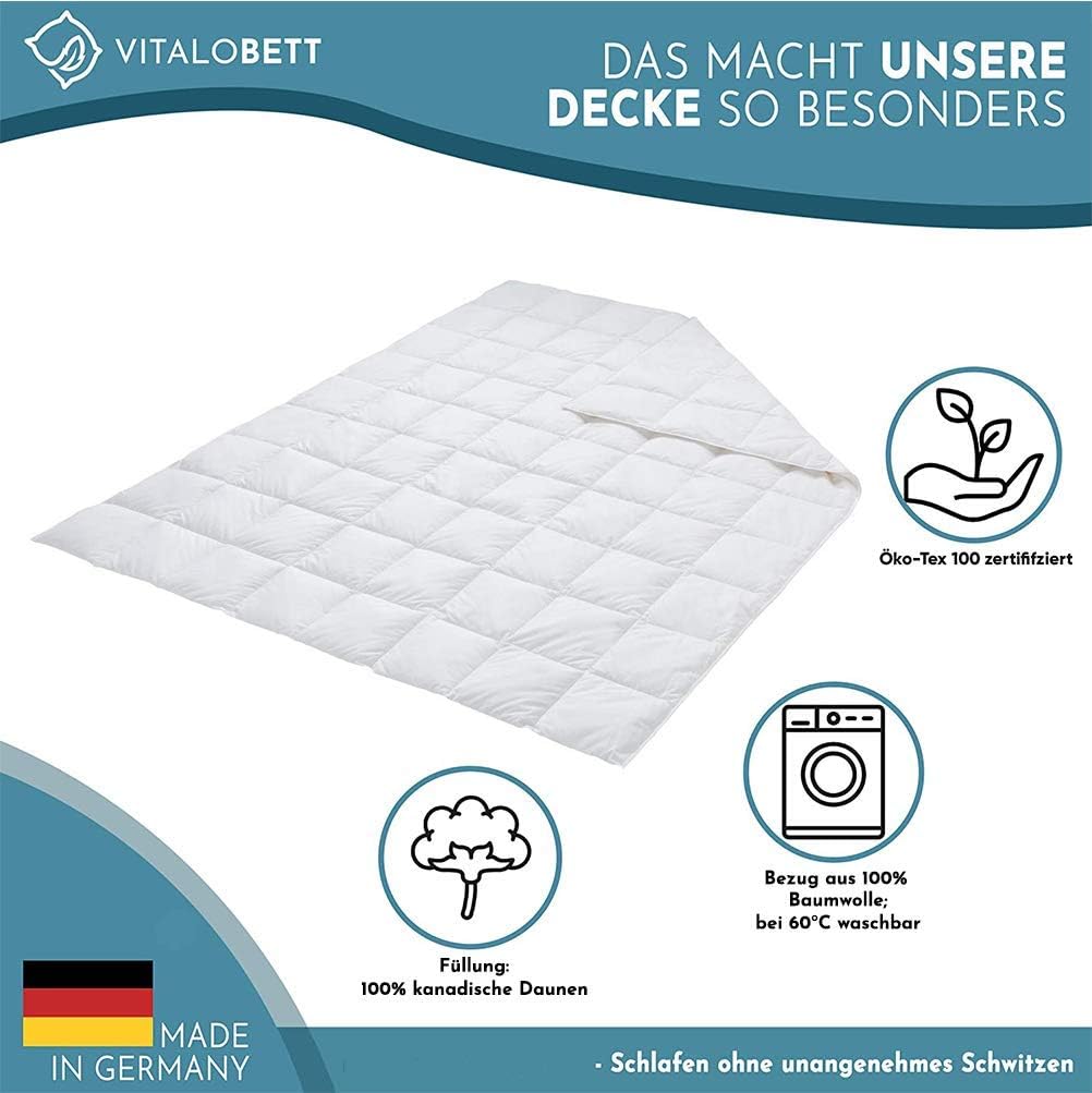 VitaloBett 200x200 cm Sommer Daunendecke Classic extra leicht