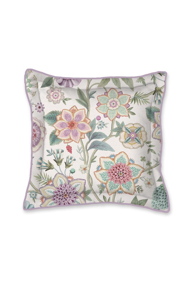 PiP Studio Viva Las Flores Square Zierkissen Farbe White Größe 45x45 Cushion Wendedesign Blumen